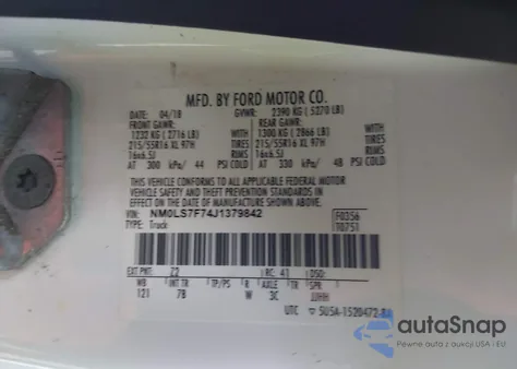 2018 Ford Transit Connect Xlt z USA, uszkodzony, nr VIN NM0LS7F74J1379842